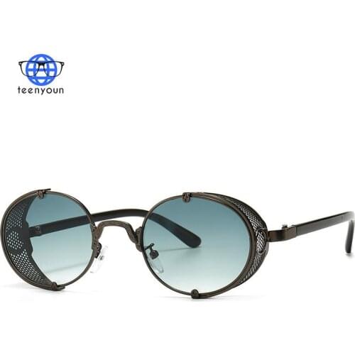 TEENYOUN Fashion Metal Oval Punk Sunglasses Designer Brand Steampunk Sunglasses Women Sexy Sun Glasses Adult Eyeglasses