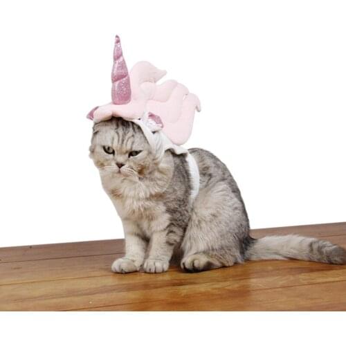 Holiday supplies dog hat dress up cool cat Hoodie Pink Cat Street Photo Unicorn clothing pet supplies