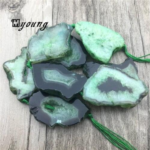 Green Agates Quartz Druzy Geode Freeform Slab Nugget Beads,Raw Gems Stone Drusy Slice Drilled Pendant beadsMY1558