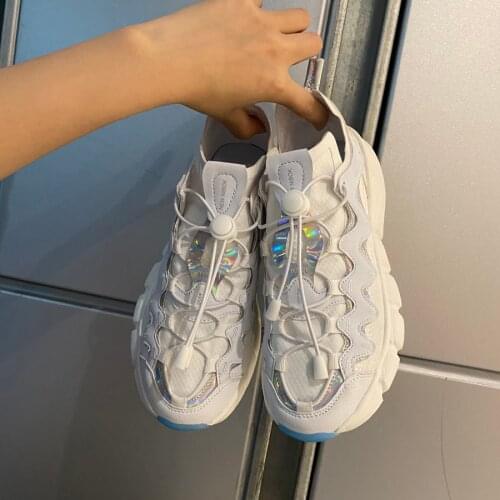 Womens Sneakers 2021 Plus Size Womens Chunky Sneakers Thick Sole Breathable Ladies Sport Shoes Breathable Summer Trainers