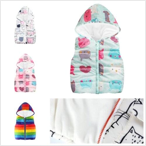 2019 Baby Girl Waistcoat Winter Fleece Children Clothing Girl Vest Coat Outfits Kids Hooded Sleeveless Jacket Tank Tops 2-7Years
