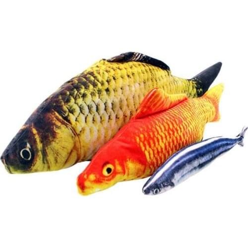 1 PC New Lovely Artificial Fish Plush Pet Cat Puppy Dog Toys Sleeping Cushion Fun Toy Cat Mint Catnip Toys Gadget Scratch Pillow