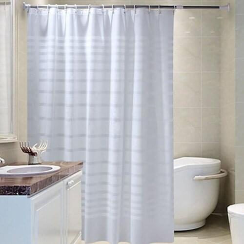 White Striped Shower Curtains 180CM Waterproof Bath Curtains For Bathroom Bathtub Large Wide Bathing Cover