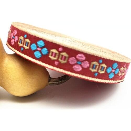 10Yards12mm 1/2" Handmade Sewing Lace Accessories National Style Embroidery Flower Woven Jacquard Ribbon Scrapbook Decor Supply