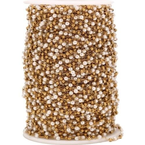 2.5MM width top quality Stainless Steel Ball Chains imitation pearl Bead Chains for DIY jewelry making