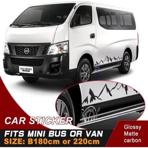 Car decals 3 pieces include left and right and back side body mountain stripe graphic Vinyl car sticker fit for mini bus or van