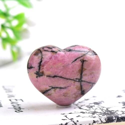 32mm Natural Crystal Love Heart Shape HandMade Polished Rosy Quartz Jewelry Collection Necklace Women Jewelry Reiki Healing Gift