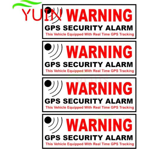 4X Car Sticker WARNING GPS SECURITY ALARM Mark Decal PVC Bumper Window Decoration Accessories Motorcycle Sunscreen Decals 11*4cm