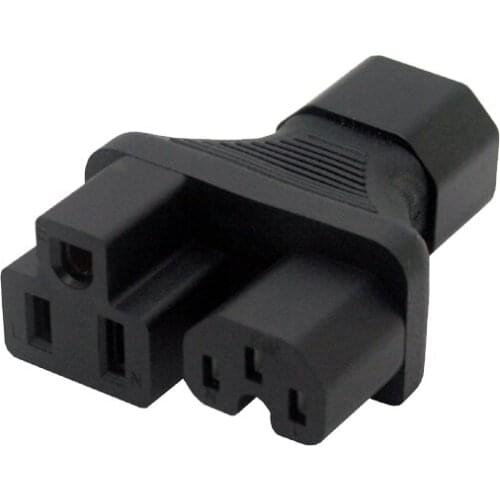 IEC 320 C13 to US femlae + C13 Y split power adapter AC PLUG CONVERTER C13 male to Nema 5-15R +C15 Power adapter