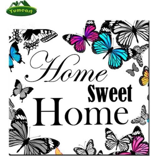 Diamond Painting Cross Stitch "butterfly Home Sweet Home" Square Diamond Embroidery Home Decoration 5D Diamond Mosaic Kits