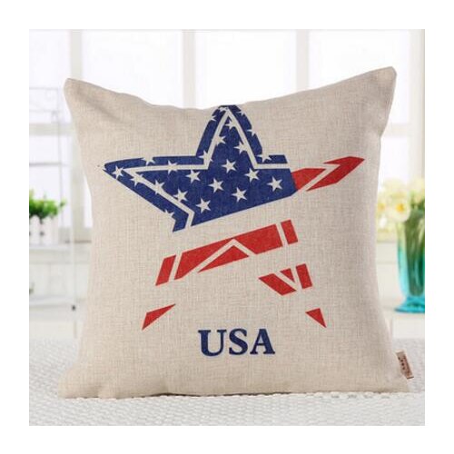 America national flag style cotton linen cushion cover throw pillowcase lumbar pillow cover for backrest home decor