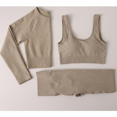 Seamless Leggings Women Gym Clothing Female High Waist Yoga Pants Tracksuit Women Fitness Clothing 2 Piece Set Long Sleeve Top