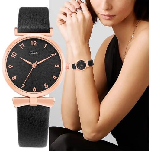 Elegant Women Watch Noble Rose Gold Case Ladies Quartz Arabic Numeral Dial Leather Watch Anniversary Gift for Wife Girlfriend