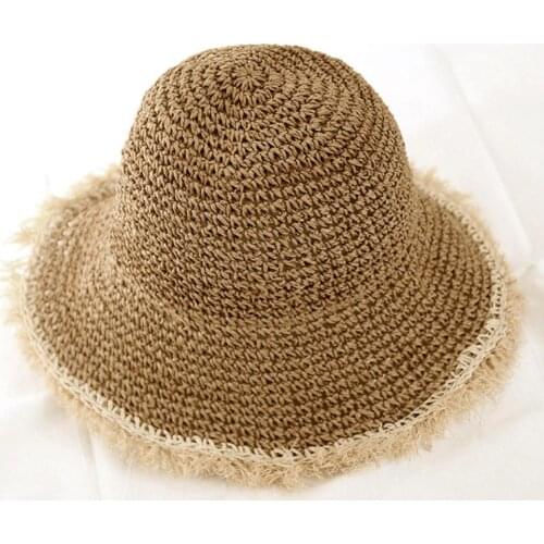 Women Straw Sun Hats Casual temperament Crochet Knit Straw Hat Wide Wavy Brim Sunscreen Beach Cap straw hat 2021 кепка женская