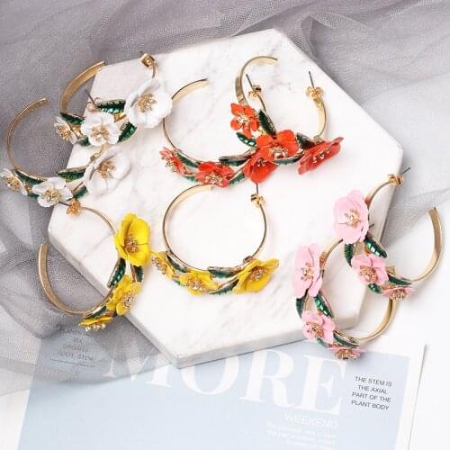 FASHIONSNOOPS 2019 New Design Metal Jewelry Statement Big Circle Flower Earrings For Women Fashion Accessories Wedding Oorbellen