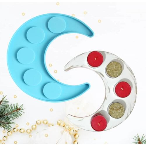 Moon Shape Wine Glass Tray Mold Candlestick Silicone Molds for Resin Homemade DIY Crystal Mould Ceramic Clay Mold Home Decor