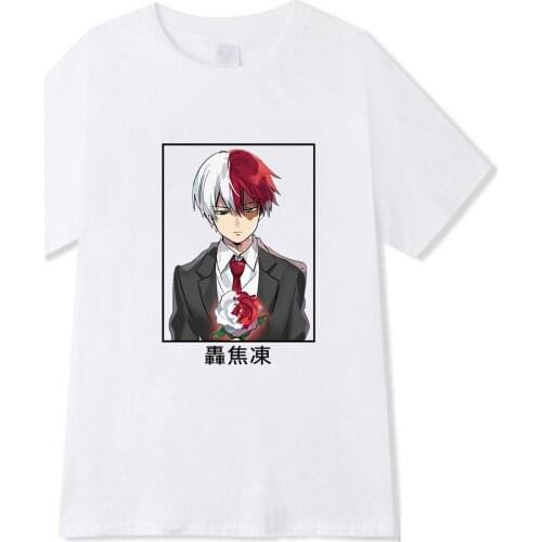 Unisex T Shirt Anime My Hero Academia Shoto Todoroki T-shirt Men/women Summer Hip Hop Tee Tops