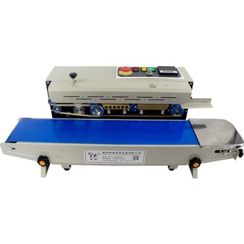 Commercial Film Sealing Machine Automatic Heat Sealing Machine With Date Printer, Continuous Band Sealer With Conveyor FR-770