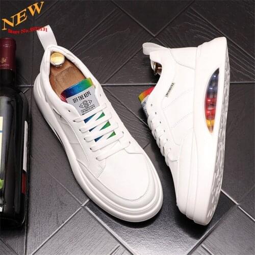 New Arrival white Leather Casual Men Shoes Sneakers Hip Hop Board Shoes Chaussure Homme