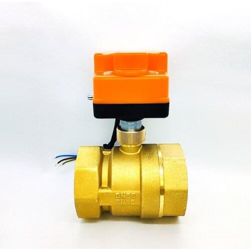 2" Brass Electric Ball Valve Three Wire Two Control Two Way Electric Actuator With Manual Switch 220V 24V 12V