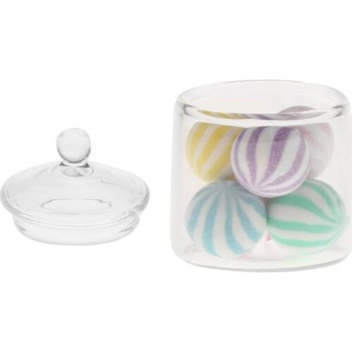 Miniature Glass Candy Jar Mini Dollhouse Glassware Kitchen Accessories 1:6 Scale