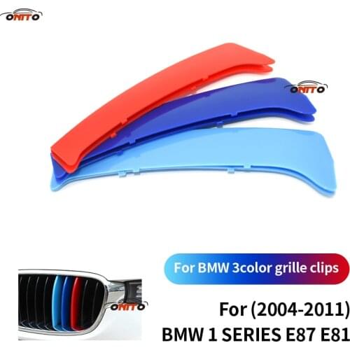 3 Colors Trim Stripe Decal Sticker ABS Accessory Car Front Racing Grille Clips Coves For 1 series E81/E87 2004-2011