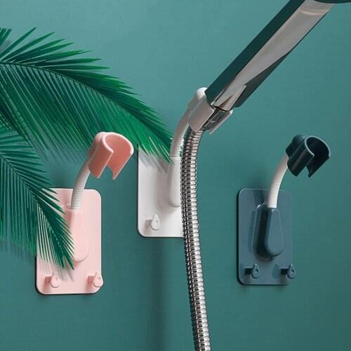 1Pc Wall-adhesive Shower Rack Without Perforation, Adjustable 360° Rotating Shower Rack With Double Hooks