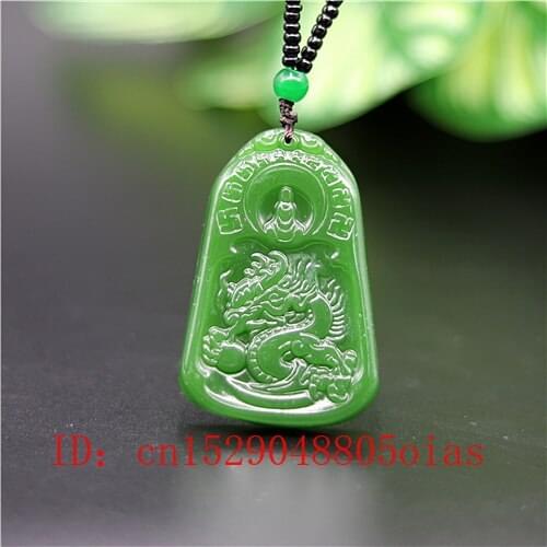 Natural Green Chinese Jade Dragon Pendant Necklace Fashion Charm Jadeite Jewelry Carved Buddhism Amulet Gifts for Women Men