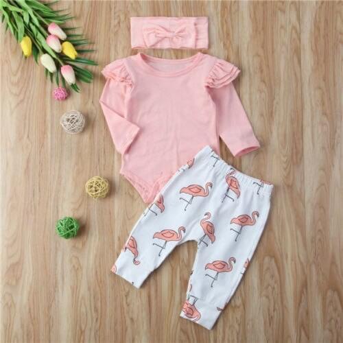New 2020 Newborn Toddler Baby Girl Clothes Romper T-shirt Top And Pants Leggings Cartoon Outfits Set