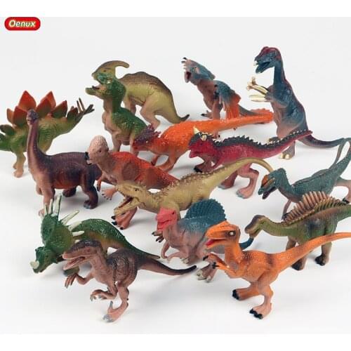 Oenux 16pcs/set Prehistoric Small Jurassic Dinosaur Action Figure Savage T-Rex Dinossauro Animals Model PVC Educational Kids Toy