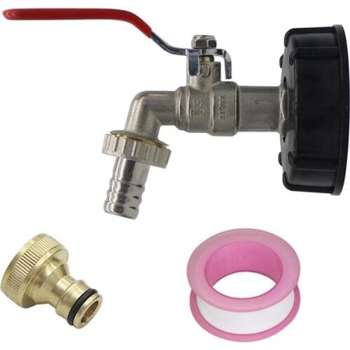 1Set S60X6 to 1/2" IBC Tank Metal Valve Adapter 60mm Coarse Thread to 15mm Replacement Valve Fittings Garden Water Drain Faucet