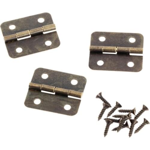 12pcs Metal Bronze Hinges 30x26mm Furniture Hinge Kitchen Bedroom Living Room Cupboard Closet Wardrobe Hinge for Jewelry Boxes