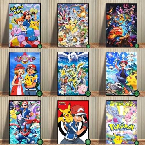 Pokemon Clear Image Poster High Quality Canvas Painting Mural Wall Picture Kids Room Bedroom Decoration