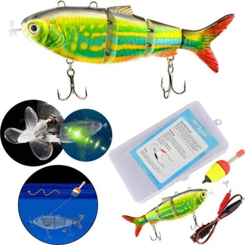 Robotic Swimming Fishing Lures Auto Electric Lure Jointed Bait Wobblers For 4 Segement Swimbait USB Rechargeable LED Light