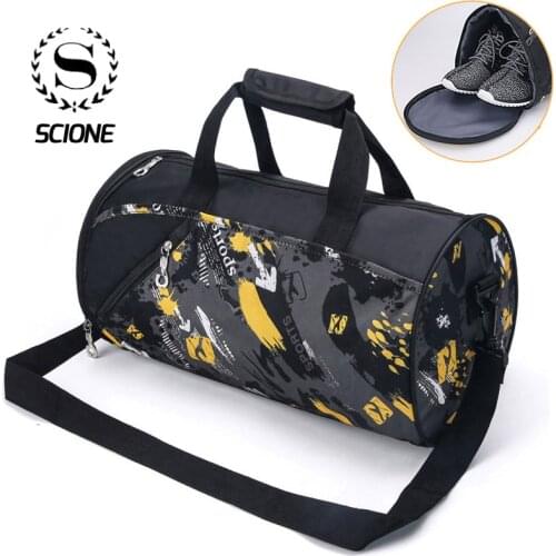 Scione Nylon Printing Travel Sport Shoulder Bags For Men Women Waterproof Luggage Duffel Training Crossbody Handbag Shoe Storage