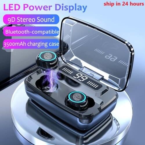 Touch Control Wireless Earphone Bluetooth stereo gaming headset Sport waterproof Earphones with Microphone LED Charging box