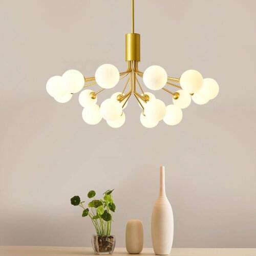 Modern Chandelier Metal Glass Ball Magic Bean Pendant Light Chandelier For Bedroom Living room Decor Ceiling Lamp Fixture PA0628