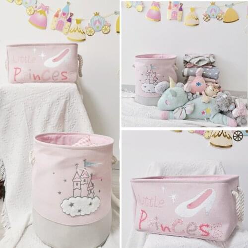 New Castle Princess Fabric Thickened Three-layer Storage Bucket Dirty Clothes Basket Toys and Sundries Childrens Room Storage
