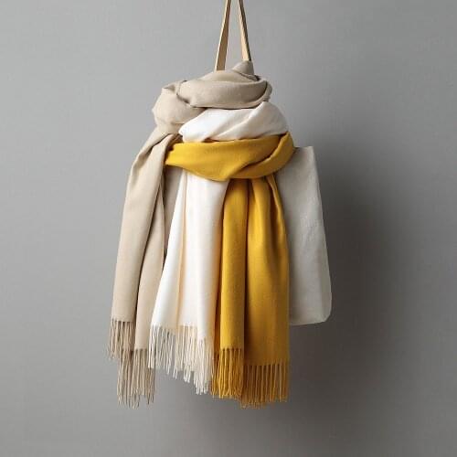 Wraps Thin Long Scarf Female Shawl Scarf for Women Solid Color Cashmere Scarves with Tassel New Year Gifts Soft Warm Lady Girls