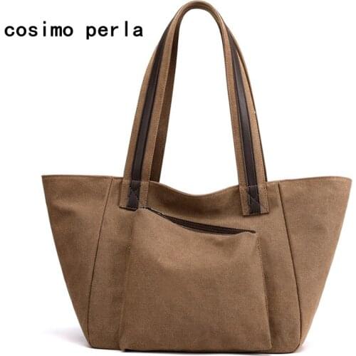 Solid Color Washed Canvas Shoulder Bag Simple Vintage Top Handle Big Capacity Women Shopping Handbag Oversized Beach Tote Bag