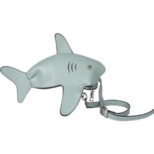 Fun Personality Cute Shark Design PU Leather Casual Shoulder Bag Tote Crossbody Mini Messenger Bag Handbag Clutch Bag Purse Flap