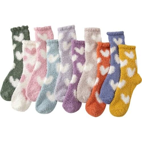 Coral Velvet Cotton Thick Cashmere socks women Love Fluffy Funny Female Ladies Short Sock Fashion Warm Casual Girl Harajuku Sox