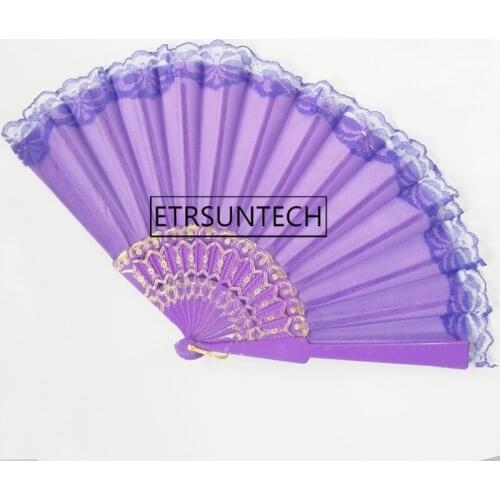 100pcs Folding Fans Lace Chinese Style Dance Performance Wedding Hand Held Fans Party Decorative Props
