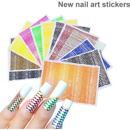 12Pcs/Bag Manicure Decal Delicate Compact Safe Snake Pattern Hollow Nail Art Transfer Sticker for Women