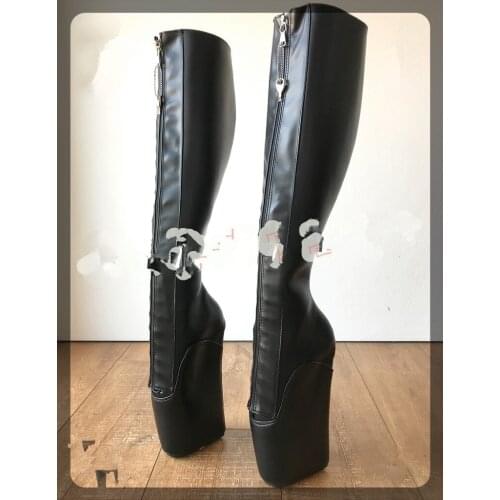 18CM High Heel Ballet Boots Women Black Hoof Heelless Heels Stange Pointe Punk Goth YKK Lockable Zipper Sexy Fetish Boots