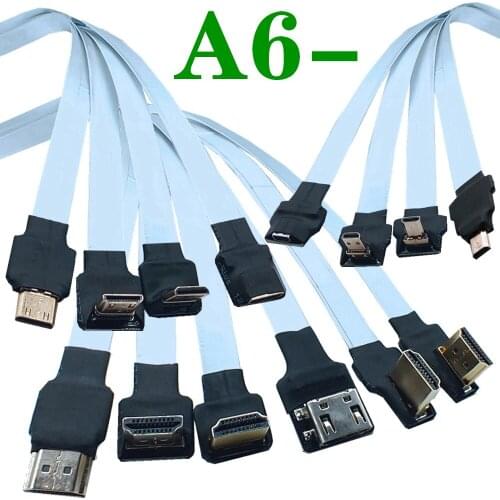 5cm 15CM 25CM 40CM 80cm Band Flache FPV HDMI-kompatibel-Kabel Micro HDMI-zu Mini HDMI-compatib-90 Grad Adapter FPC Pitch 20pin