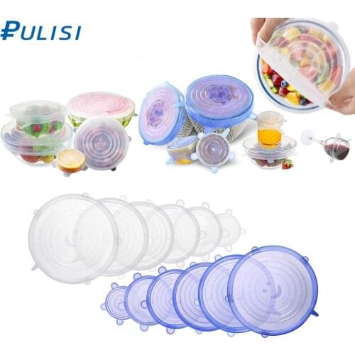 6 Pack Silicone Stretch Lids Reusable Durable Expandable Great for Keeping Food and Drinks Fresh, Dishwasher and Freezer Safe