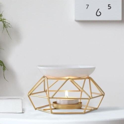 M68E Aromatic Oil Burner, Geometric Ceramic Essential Oil Candle Holder Wax Melt Burn