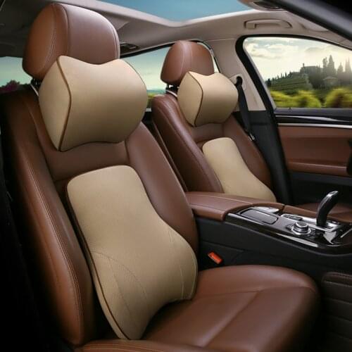 KKYSYELVA Car Headrest Neck Pillow Lumbar Back Support Head Restraint Cushion for Driver Memory Foam Car Pillows for Lower Back