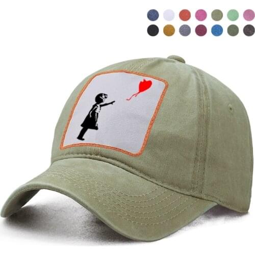 Girl Banksy World Peace Balloon Baseball Cap Man Casquette Sun Shade Dad Trucker Solid Hat Woman Bone Berets Ponytail Caps Hats